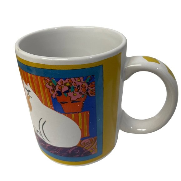 FAT WHITE CALICO CAT Cup Mug Gerrica Connolly Cypress Point Trading Co Ceramic - Picture 4 of 6